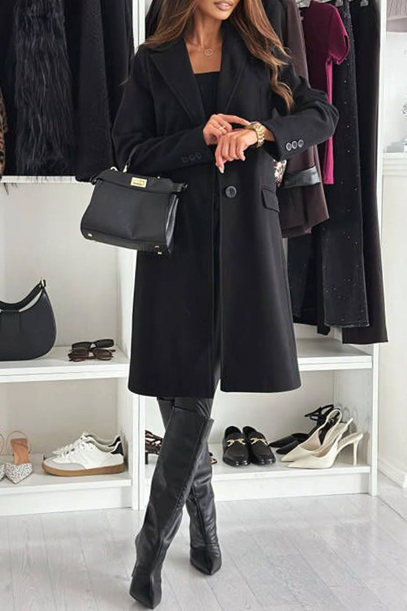 Color Cardigan Turndown Collar Outerwear(4 Colors)