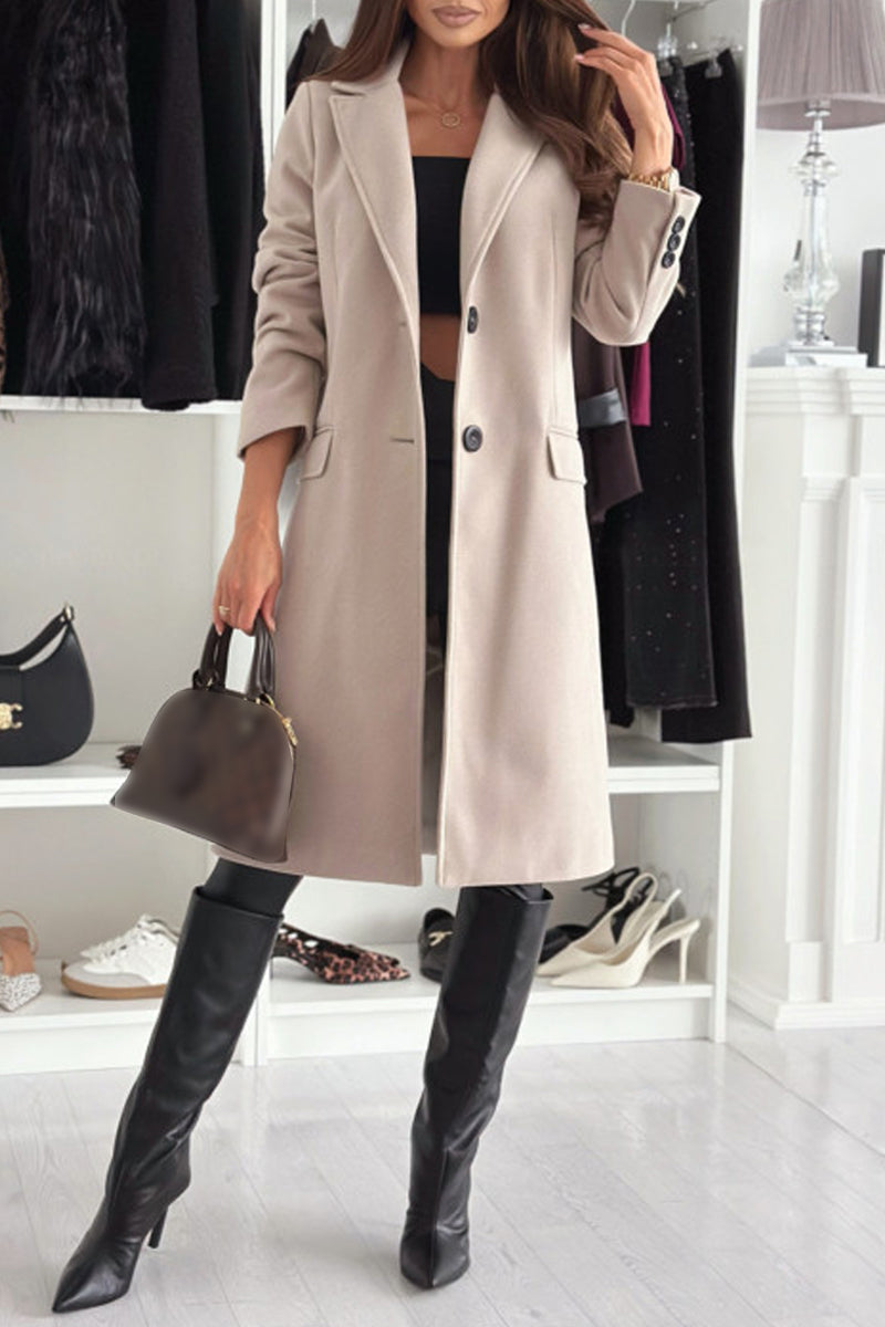 Color Cardigan Turndown Collar Outerwear(4 Colors)