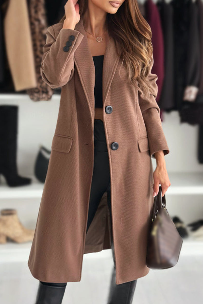 Color Cardigan Turndown Collar Outerwear(4 Colors)