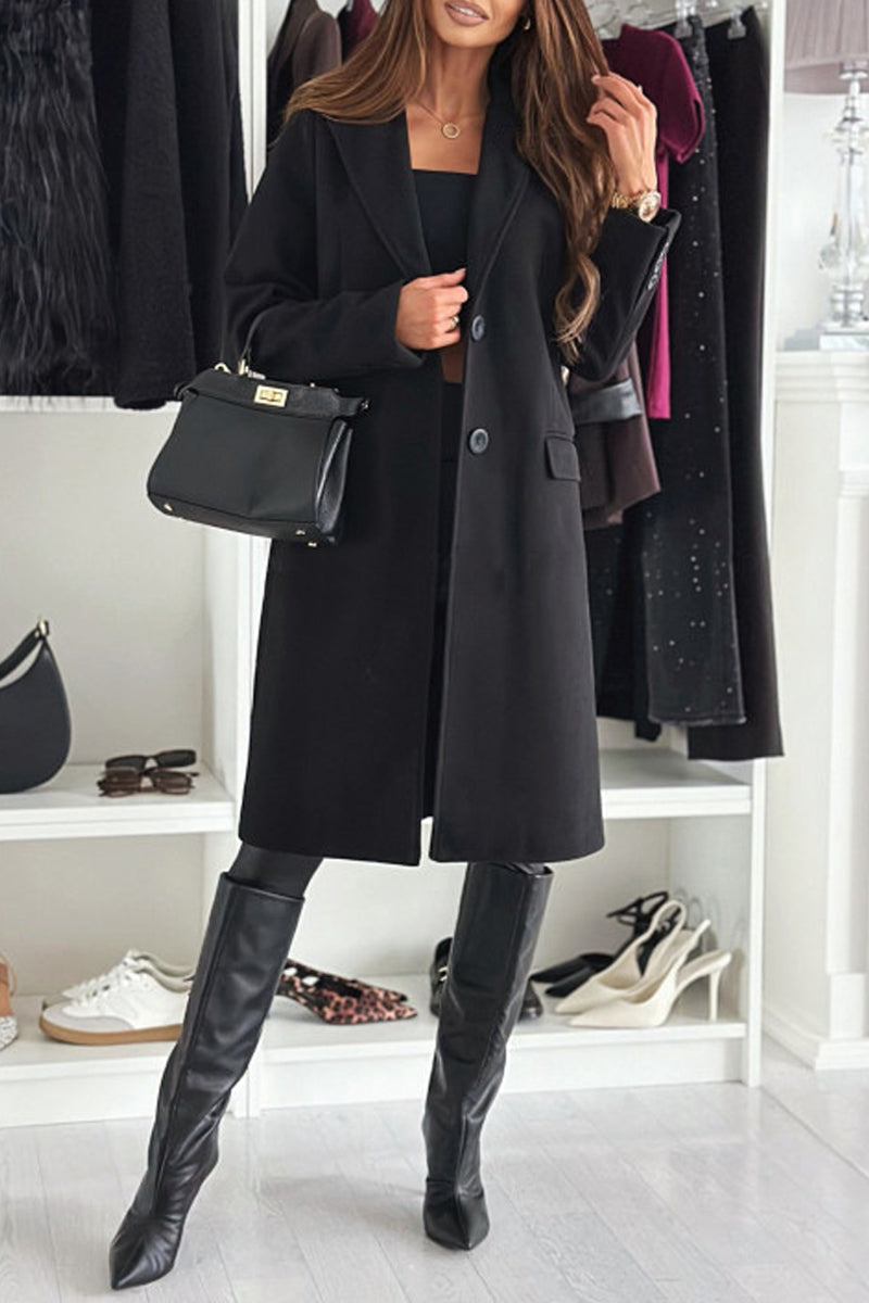 Color Cardigan Turndown Collar Outerwear(4 Colors)