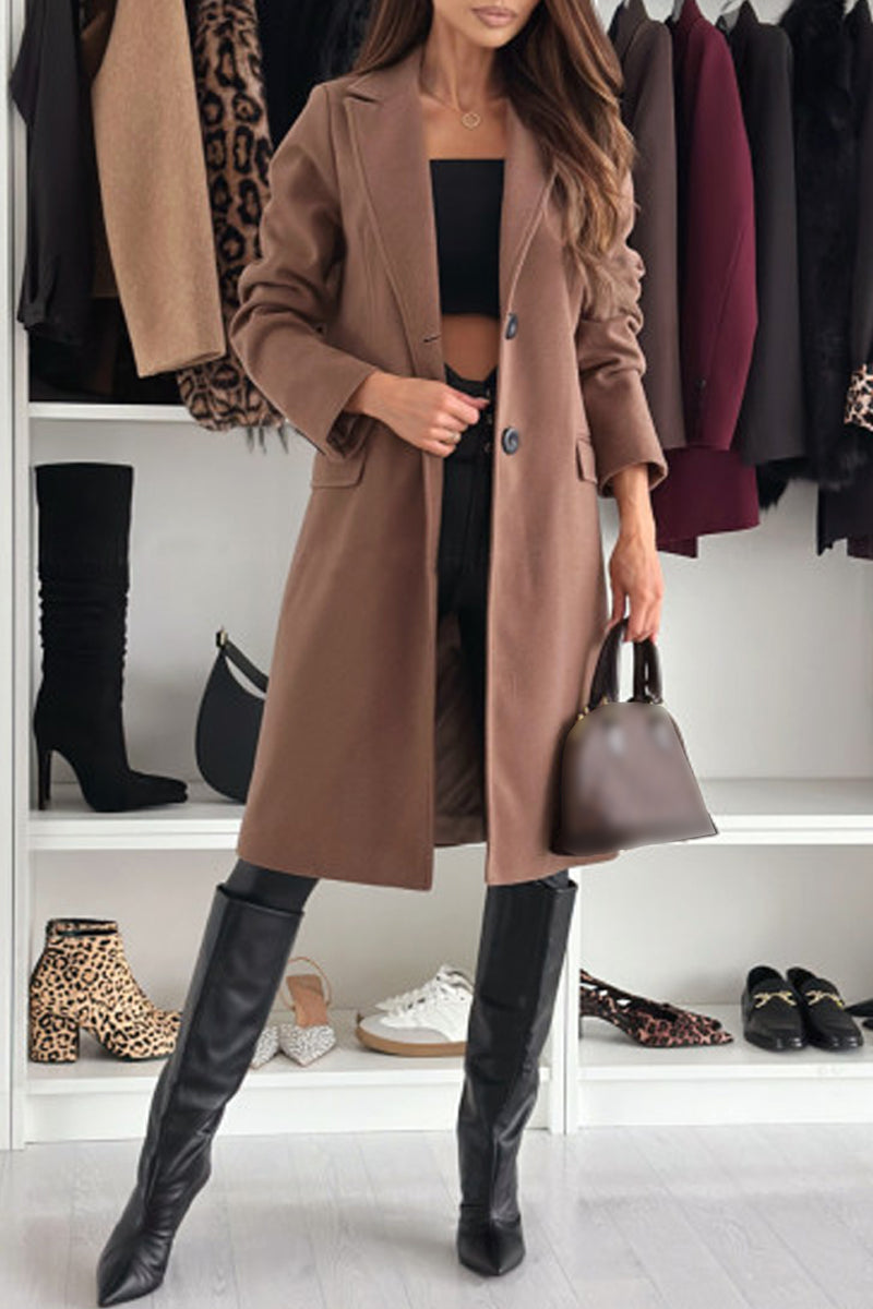 Color Cardigan Turndown Collar Outerwear(4 Colors)