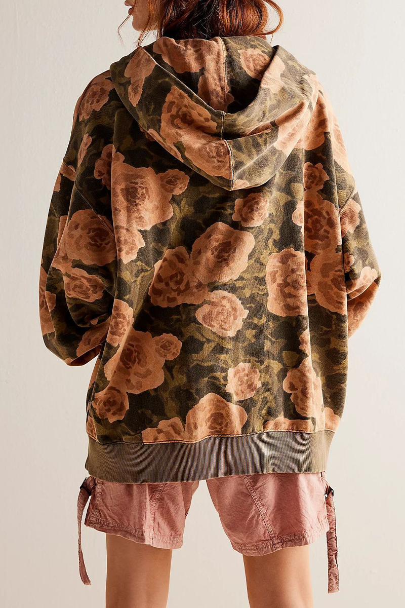 Street Flowers Snakeskin Print Leopard Pocket Hooded Hoodies(5 Colors)