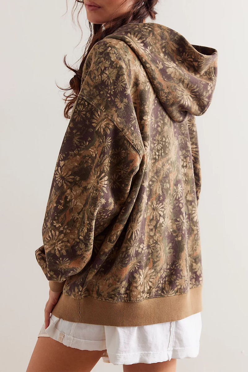 Street Flowers Snakeskin Print Leopard Pocket Hooded Hoodies(5 Colors)