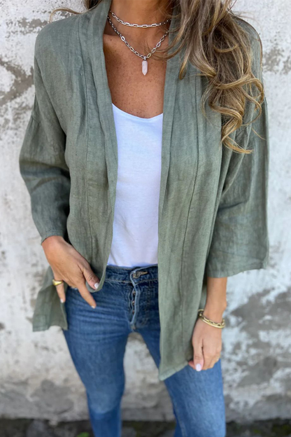 Daily Ruched Cardigan Collar Outerwear(7 Colors)