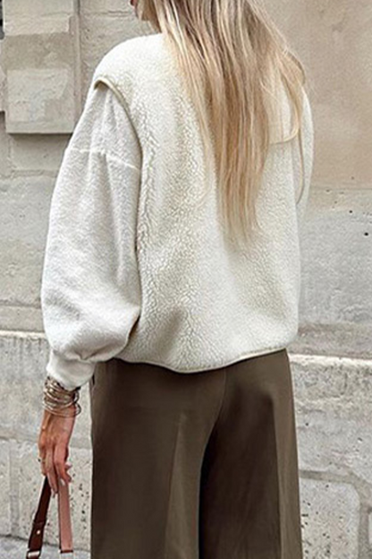 Street Pocket Buttons Fluffy O Neck Waistcoats(3 Colors)