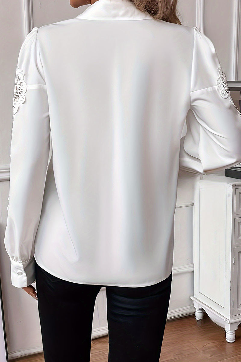 Daily Lace Buttons Turndown Collar Blouses