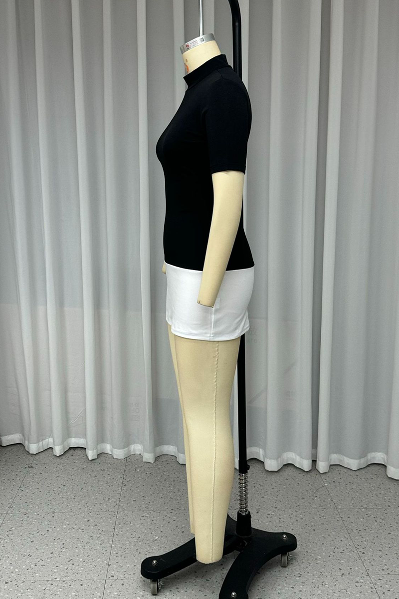 Patchwork Contrast O Neck Mini Dresses
