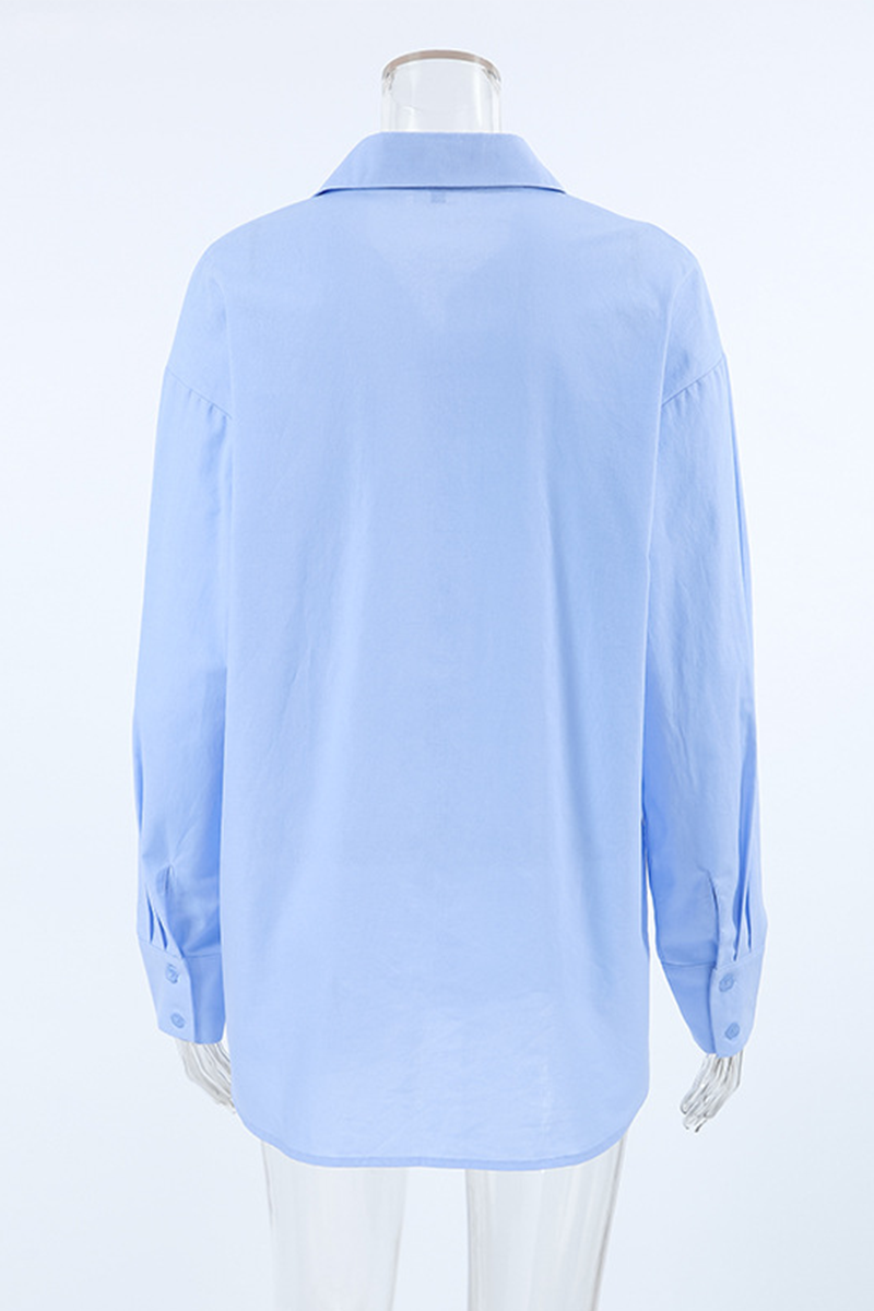Daily Buttons Turndown Collar Blouses