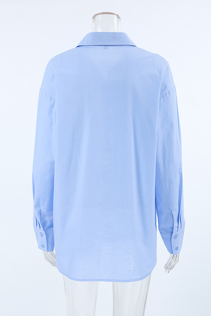 Daily Buttons Turndown Collar Blouses