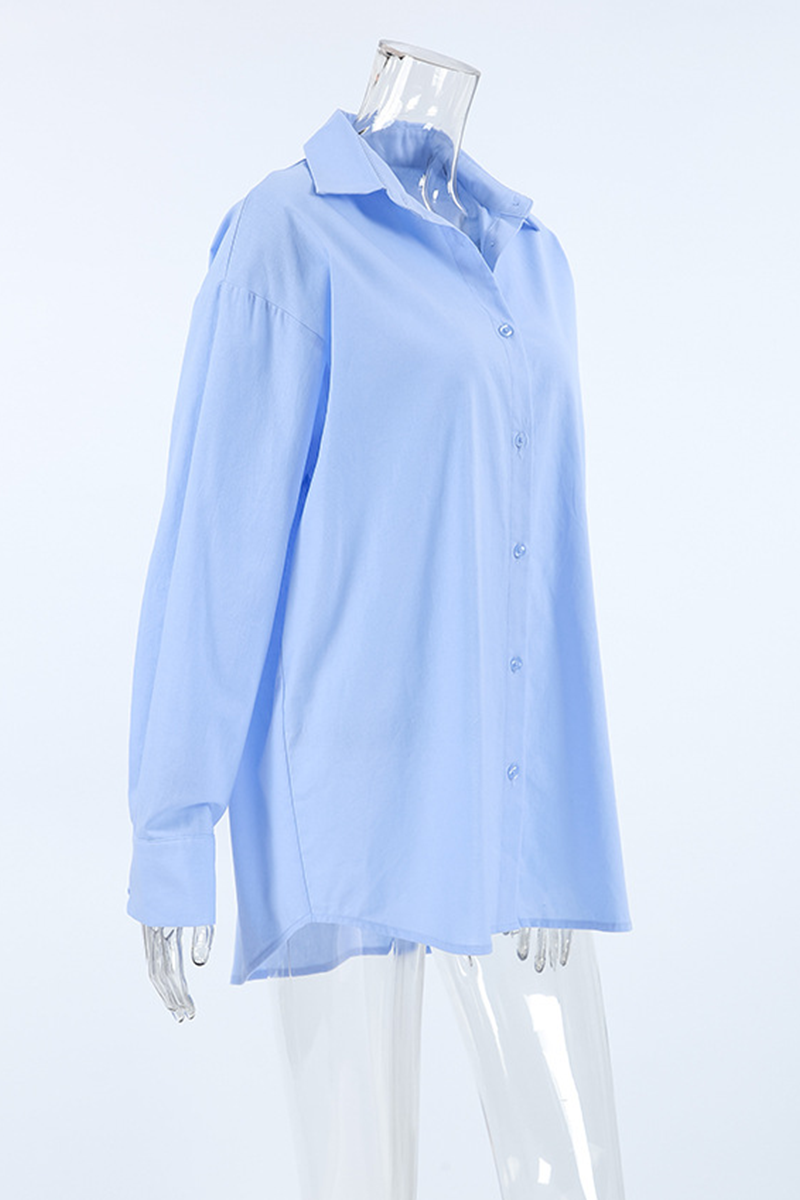 Daily Buttons Turndown Collar Blouses
