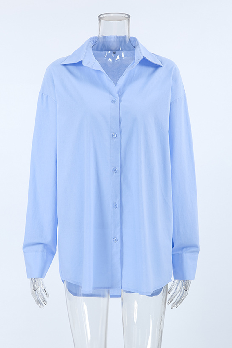 Daily Buttons Turndown Collar Blouses