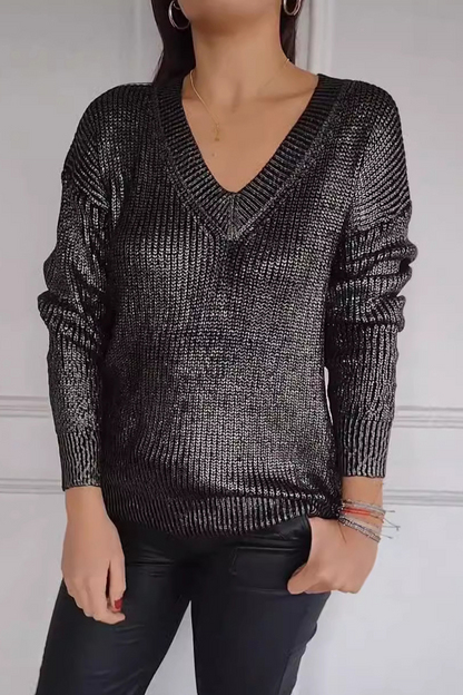 Daily Patchwork V Neck Sweaters(5 Colors)
