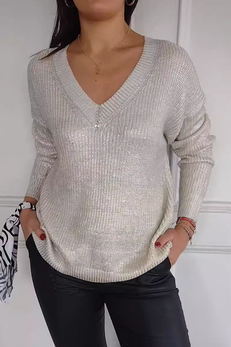 Daily Patchwork V Neck Sweaters(5 Colors)