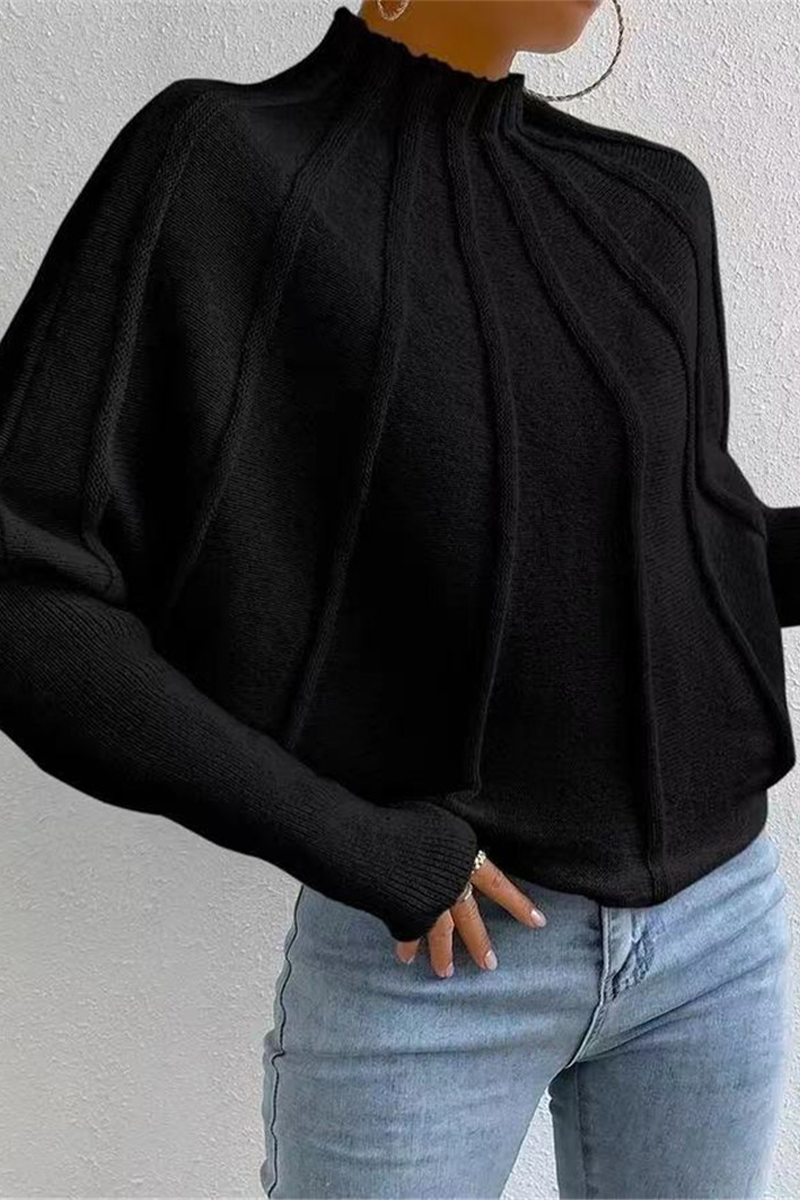 Daily Patchwork Weave Half a Turtleneck Sweaters (3 Colors)