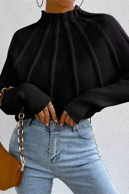 Daily Patchwork Weave Half a Turtleneck Sweaters (3 Colors)