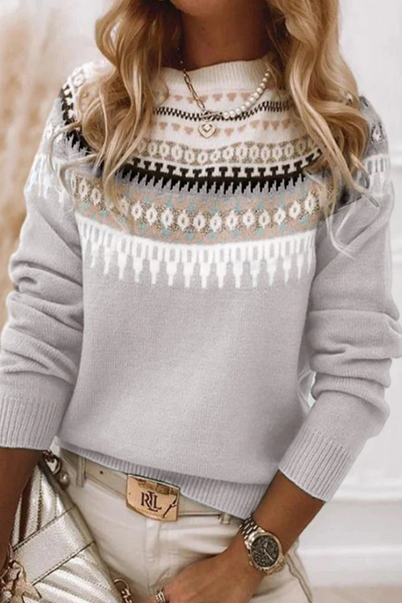 Daily Geometric Stripe Contrast O Neck Sweaters(9 Colors)