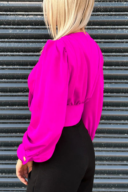 Daily Color Buttons V Neck Blouses(4 Colors)