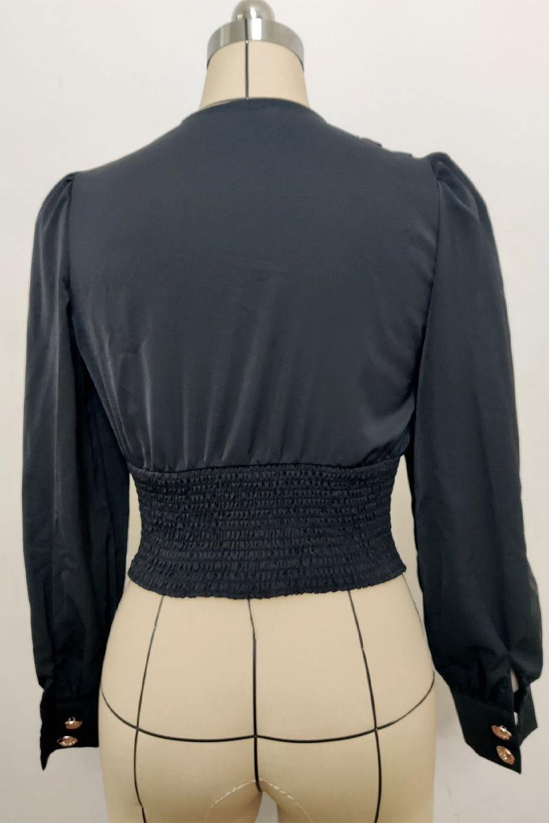 Daily Color Buttons V Neck Blouses(4 Colors)