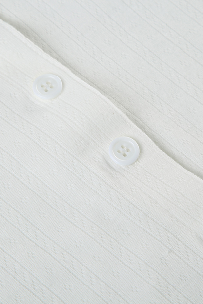 Daily Hollow Out Buttons O Neck Long Sleeve Two Pieces