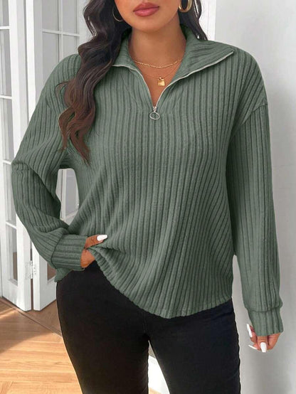 Fuzzy Collar Quarter Zip Cozy Sweater