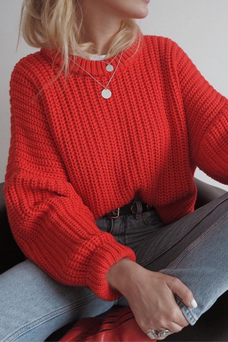 Daily Color Weave O Neck Sweaters(7 Colors)