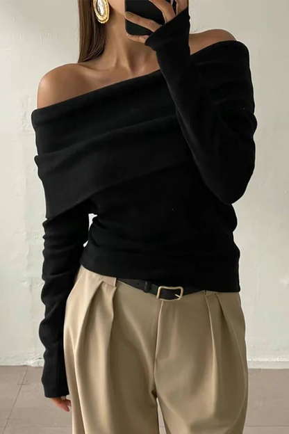 Ruched Off Shoulder Sweaters(5 Colors)