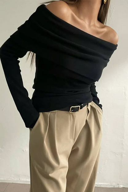 Ruched Off Shoulder Sweaters(5 Colors)