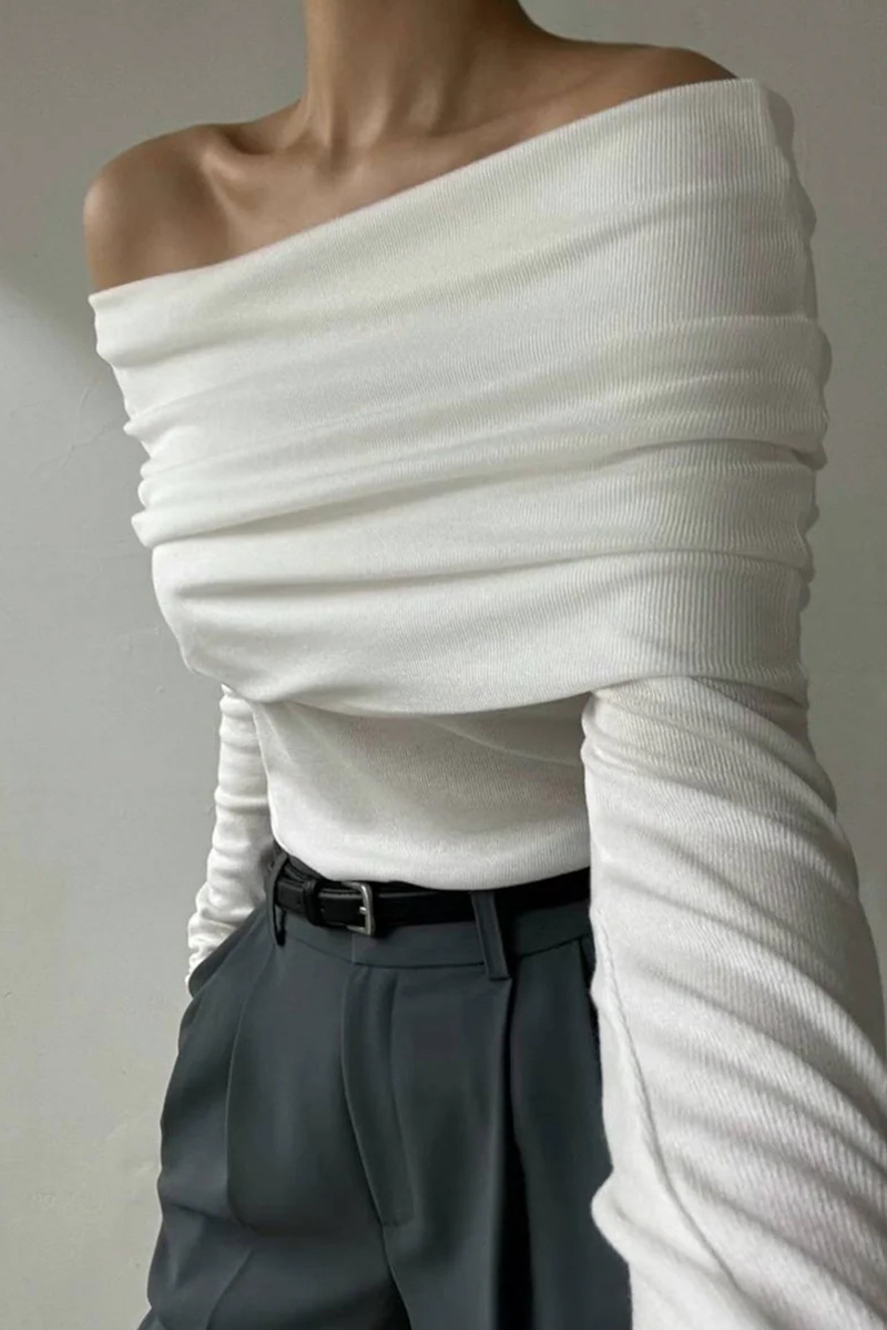 Ruched Off Shoulder Sweaters(5 Colors)
