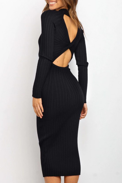 Daily Backless Potholes O Neck Wrapped Skirt Dresses