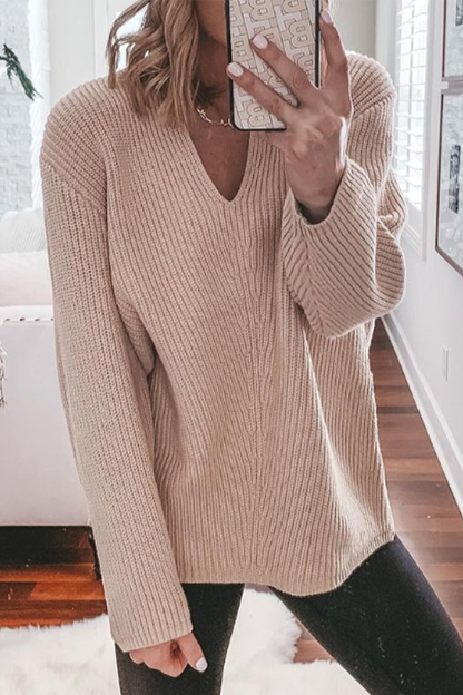 Color Weave V Neck Sweaters(5 Colors)