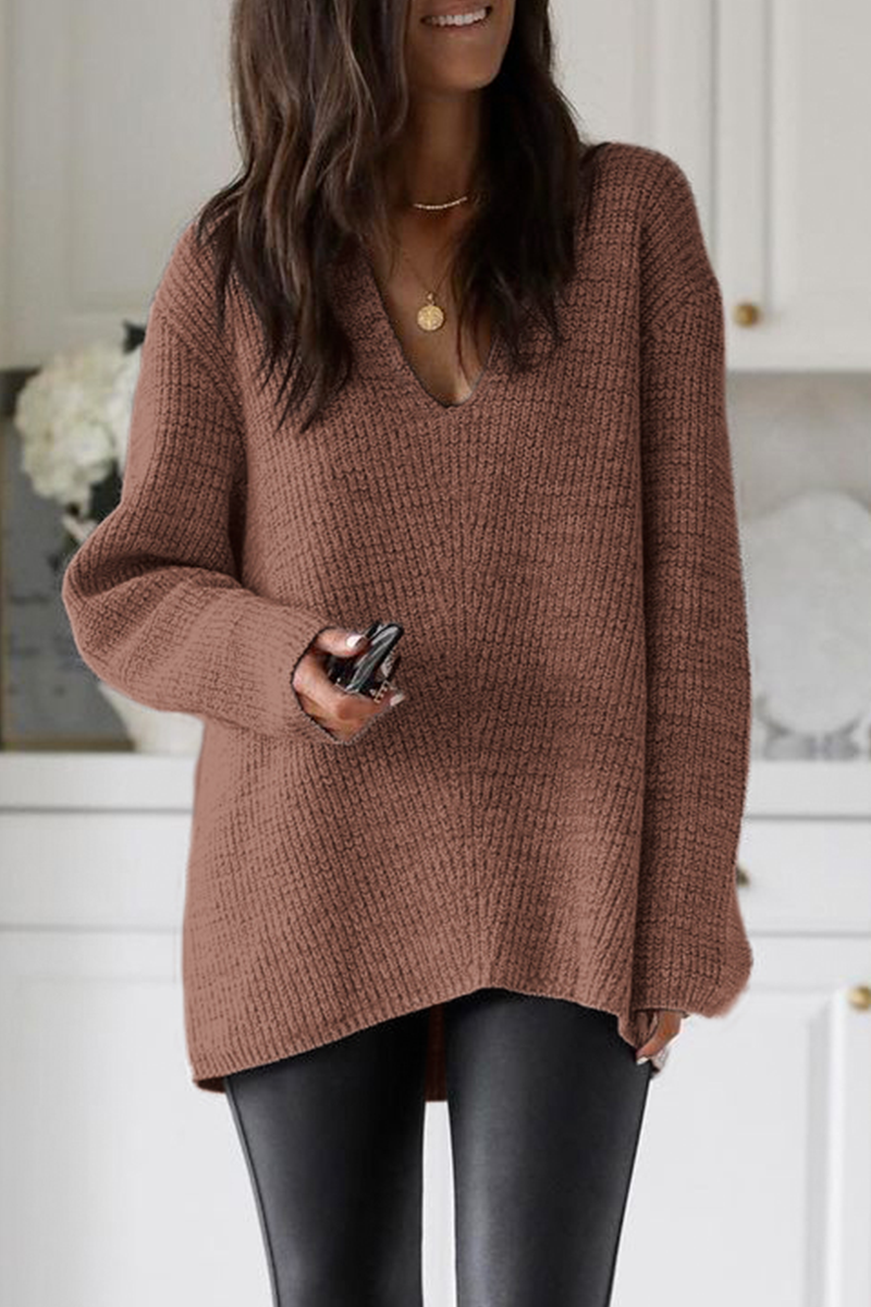 Color Weave V Neck Sweaters(5 Colors)