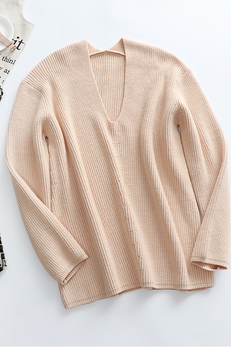 Color Weave V Neck Sweaters(5 Colors)