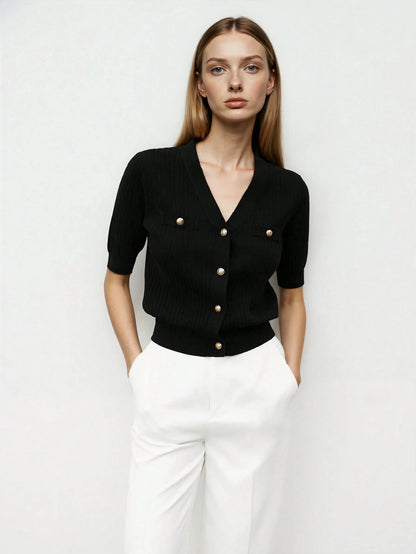 V Neck Knit Sweater for Warmth and Versatile Office Wear