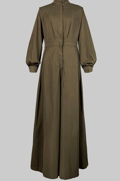 Buttons Mandarin Collar Regular Jumpsuits (without Belt)