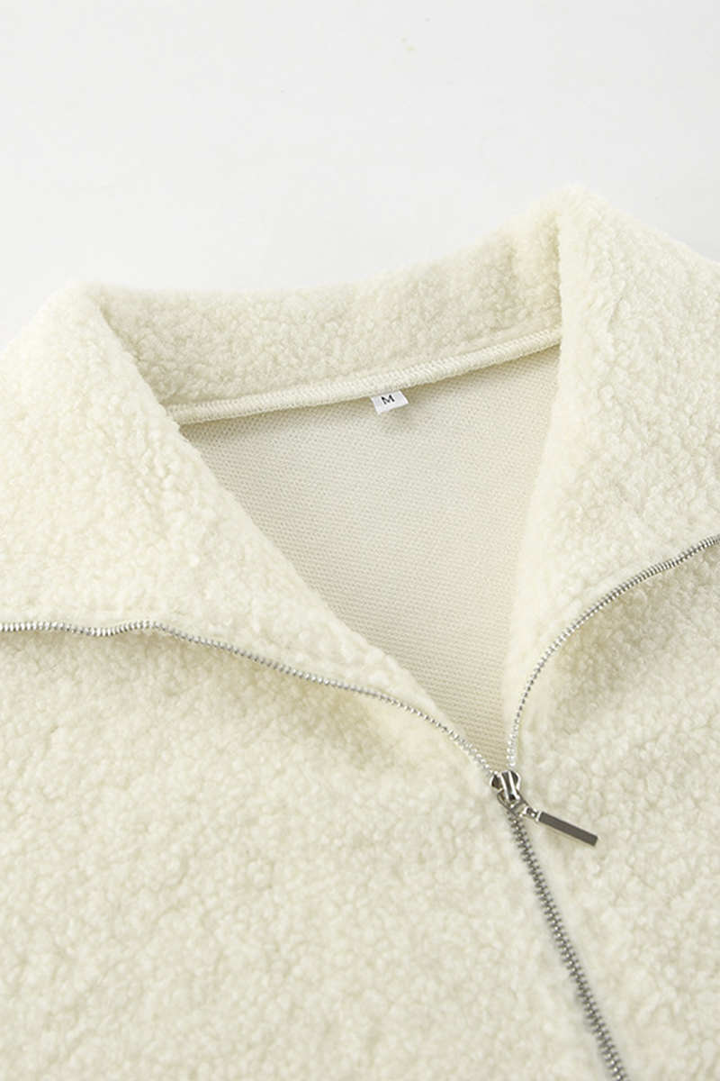 Daily Pocket Zipper Turndown Collar Hoodies