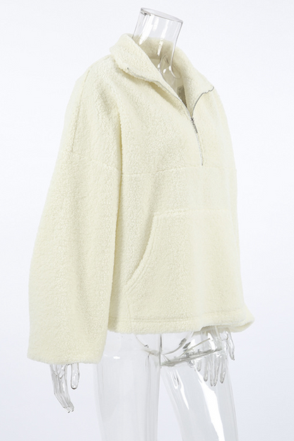 Daily Pocket Zipper Turndown Collar Hoodies