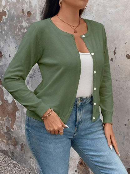 Cardigan Apricot Long Sleeve Single Breasted Cozy