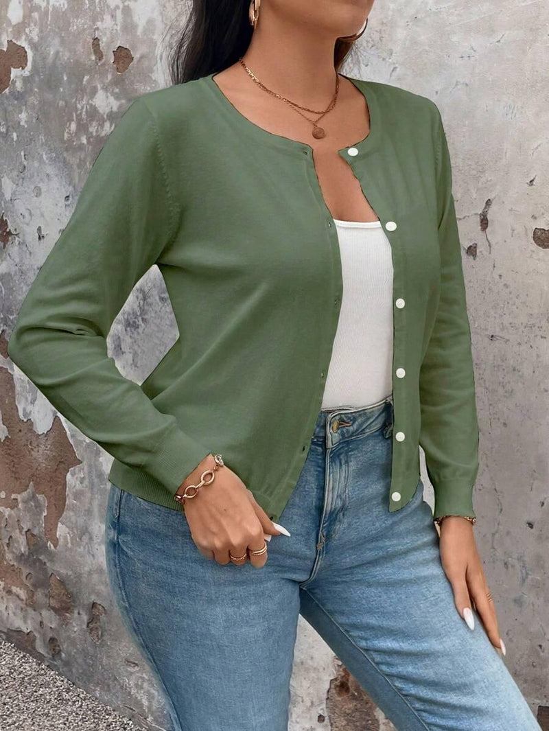 Cardigan Apricot Long Sleeve Single Breasted Cozy