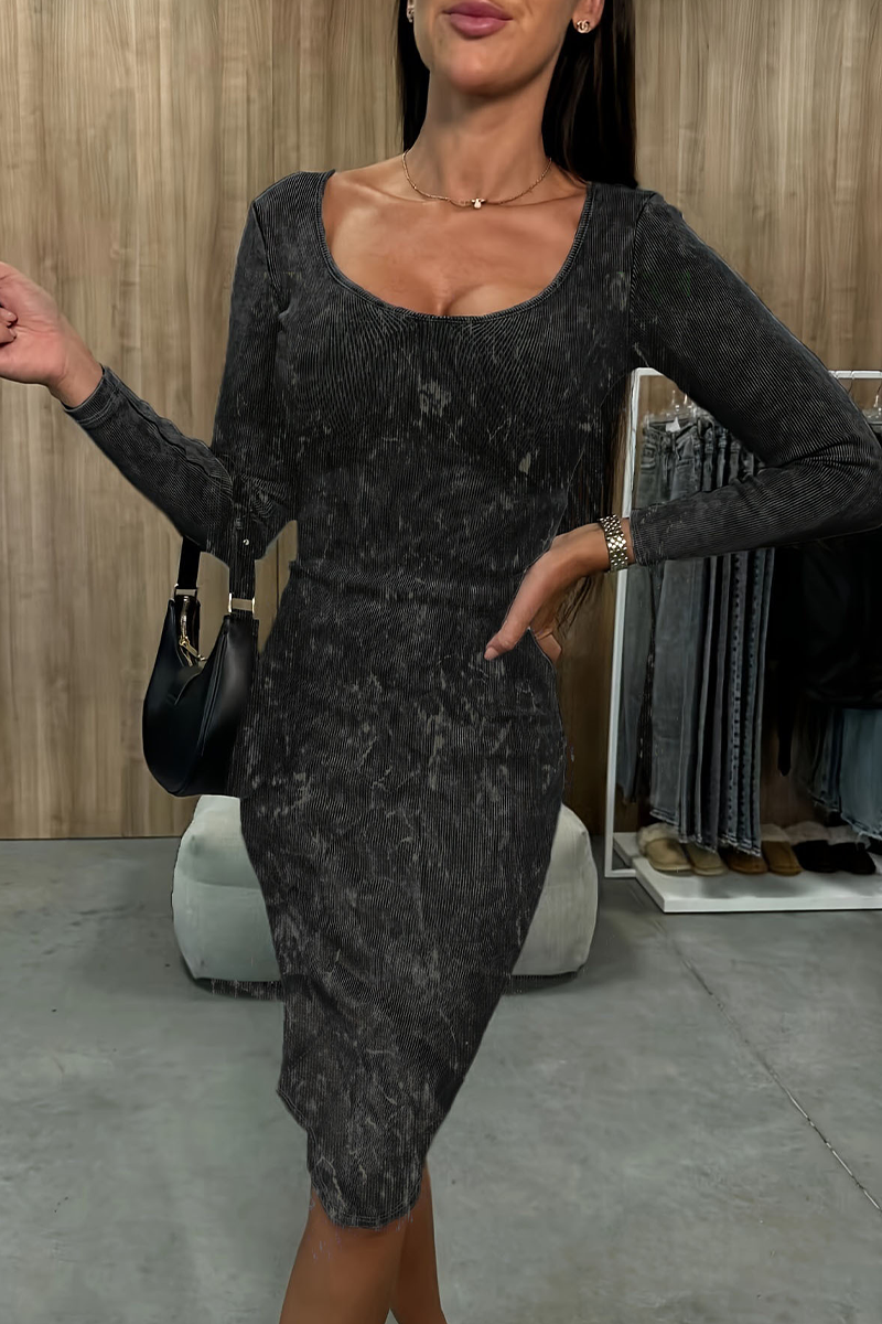 Distressed V Neck Wrapped Skirt Dresses(4 Colors)