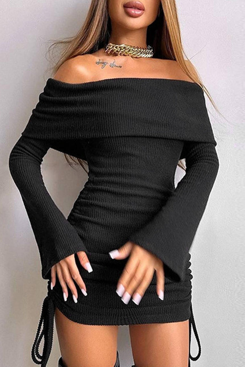 Patchwork Strap Design Off Shoulder Wrapped Skirt Dresses