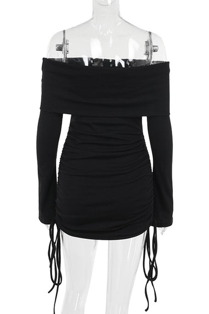 Patchwork Strap Design Off Shoulder Wrapped Skirt Dresses