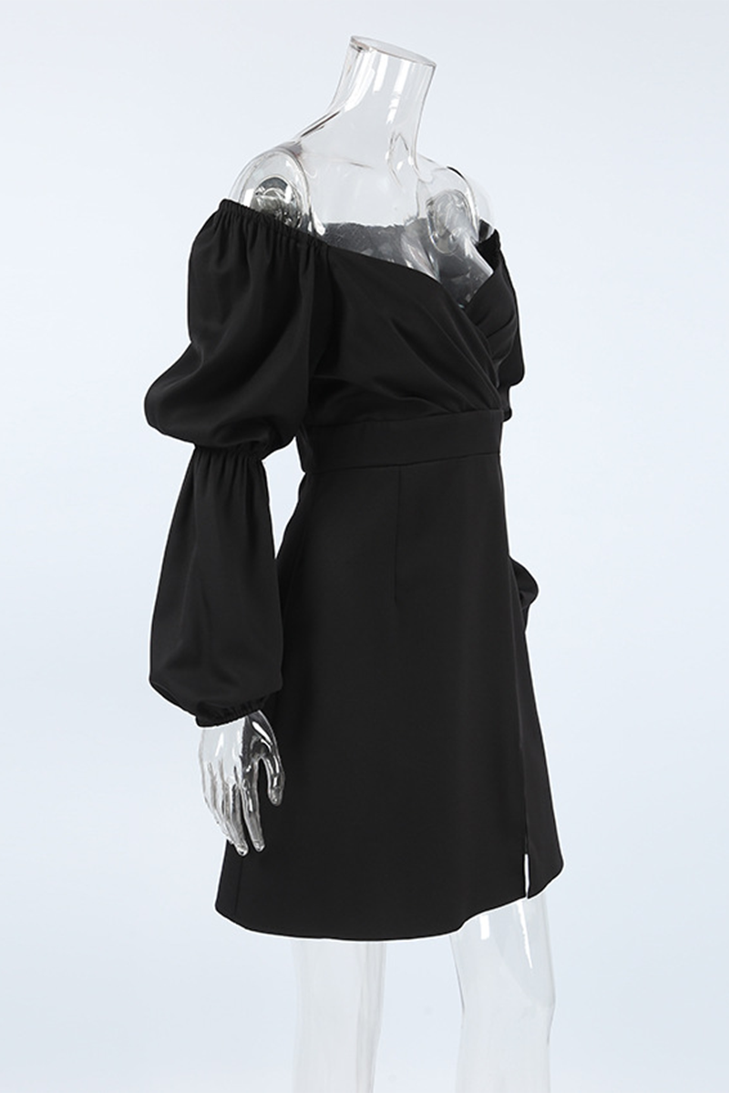 Slit Ruched V Neck Waist Skirt Dresses