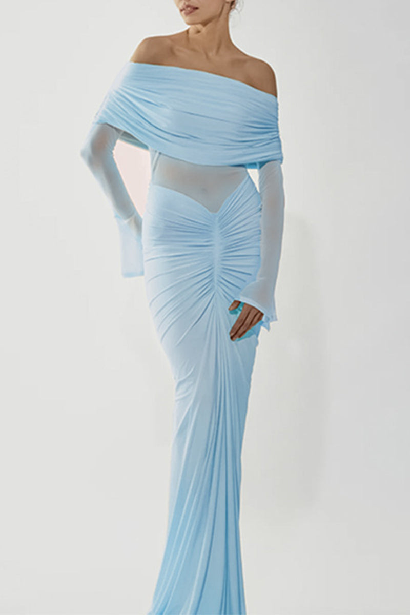 Ruched Off Shoulder One Step Skirt Dresses