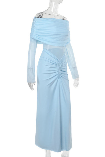 Ruched Off Shoulder One Step Skirt Dresses