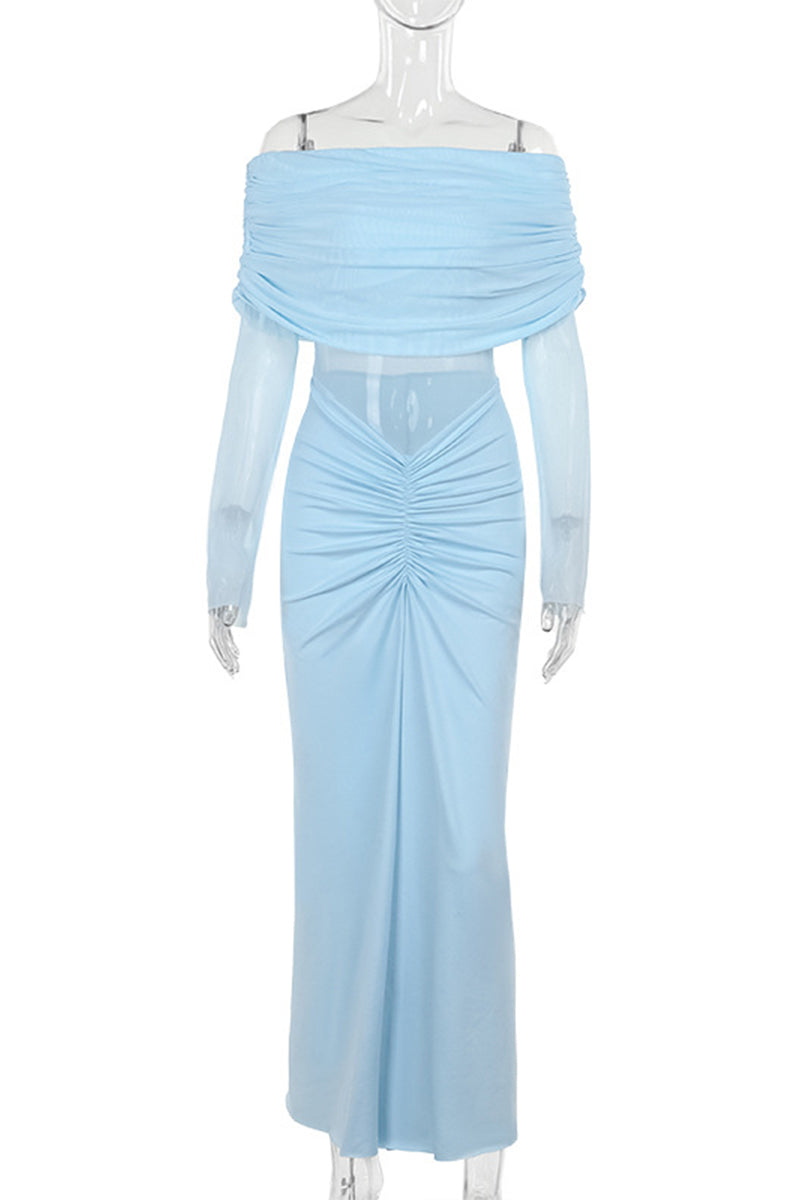 Ruched Off Shoulder One Step Skirt Dresses