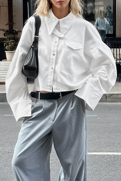 Daily Buttons Turndown Collar Blouses