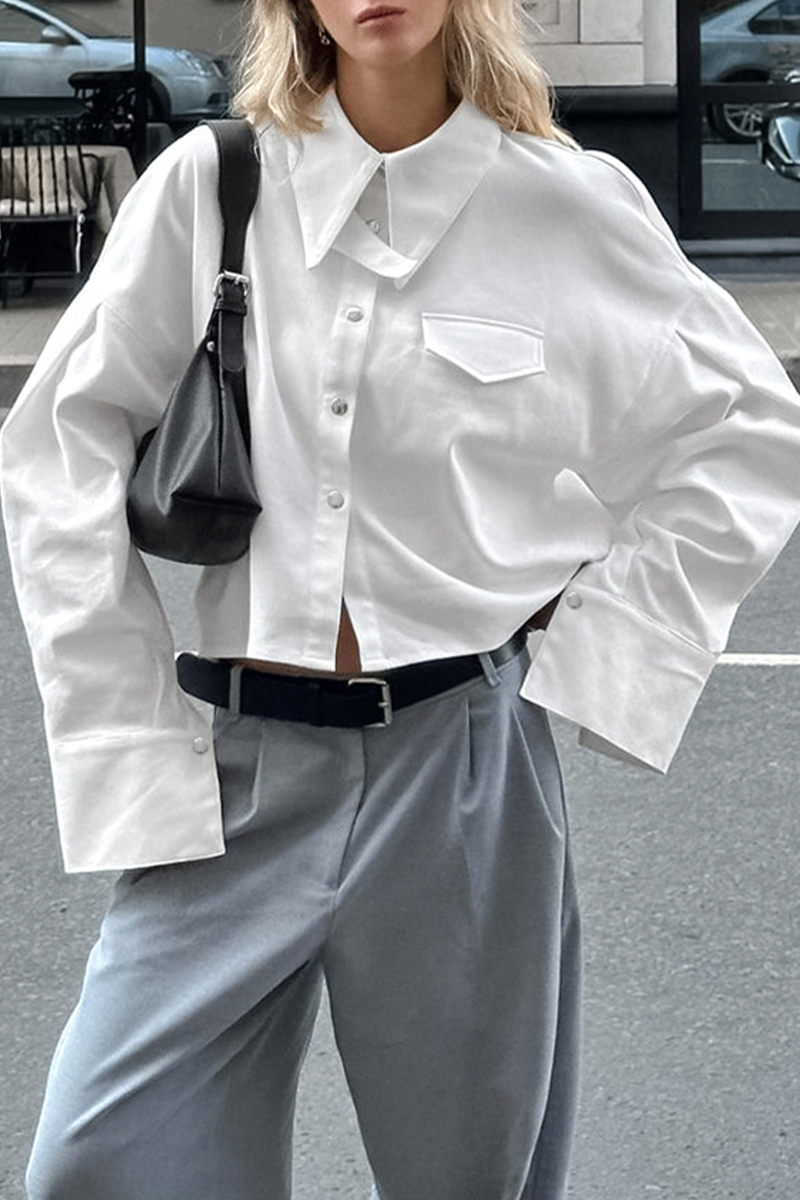 Daily Buttons Turndown Collar Blouses