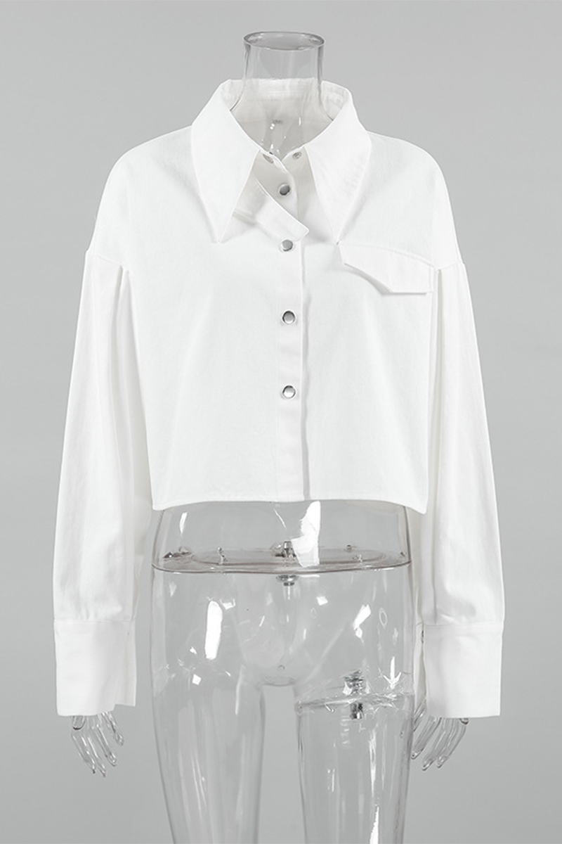 Daily Buttons Turndown Collar Blouses