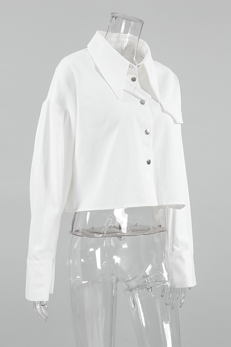 Daily Buttons Turndown Collar Blouses