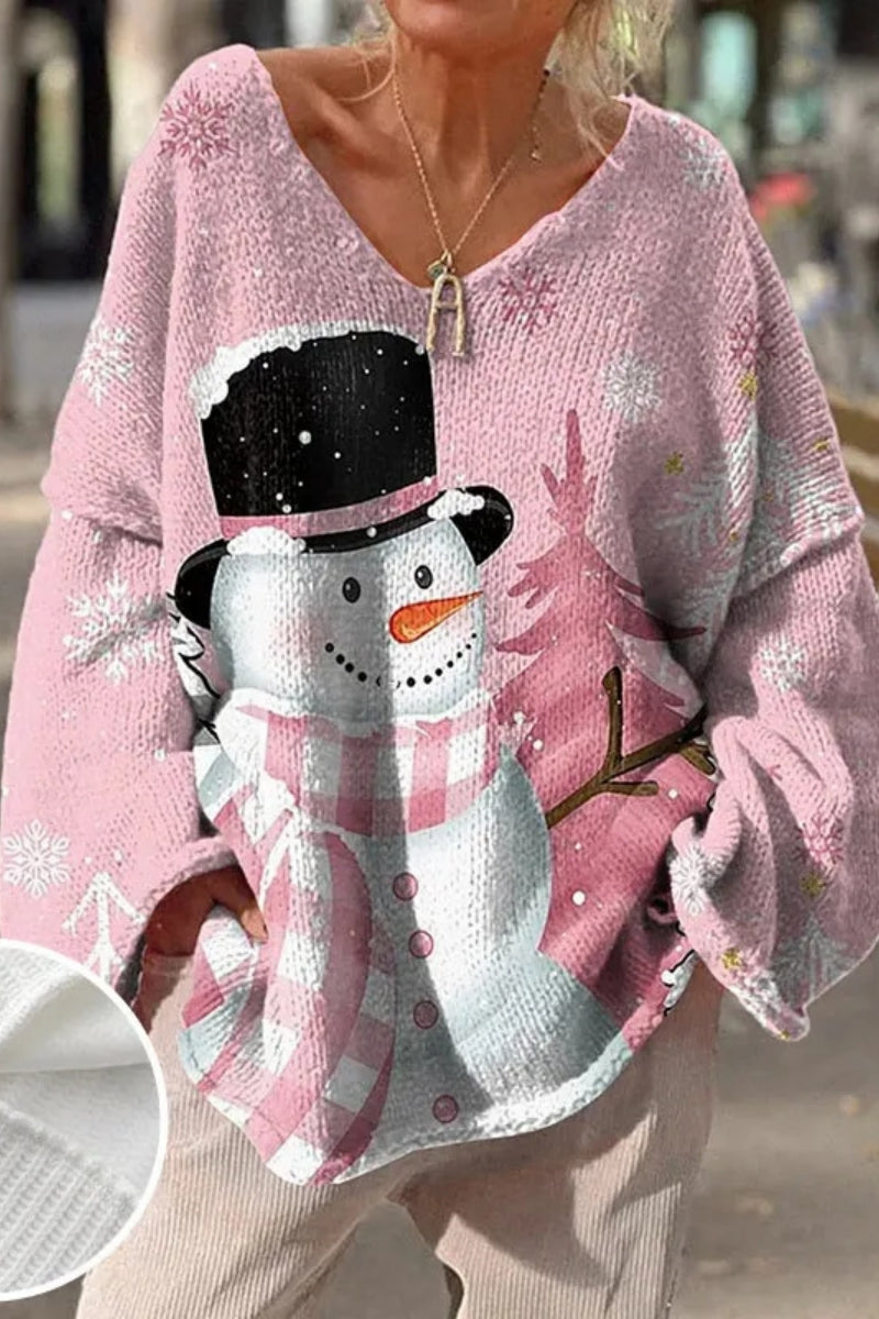 Print Basic V Neck Sweaters(5 Colors)
